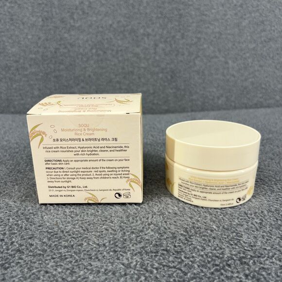 Korean SOQU Rice Face Cream Moisturizing & Brightening 2.48 oz - Picture 2 of 10